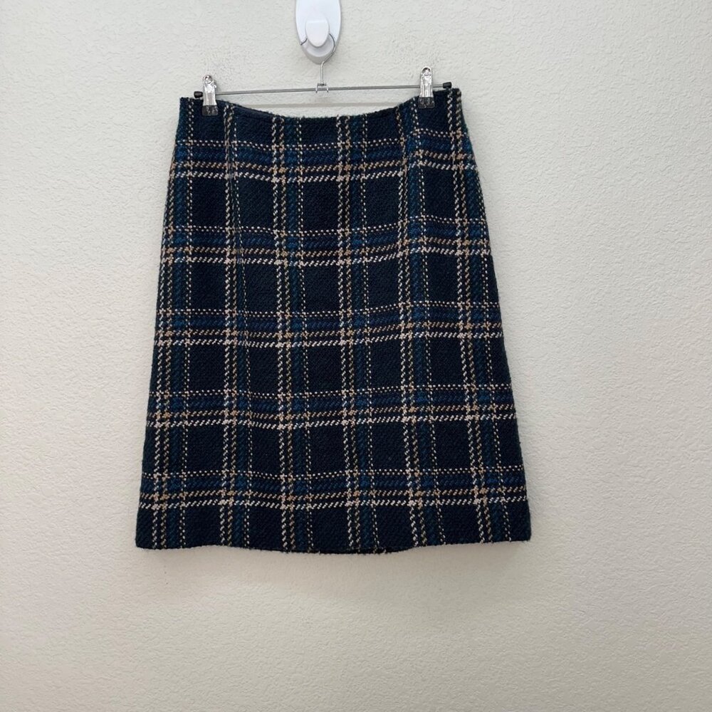 Max Mara Studio Plaid Wool Alpaca Blend Academia Skirt Womens size 12